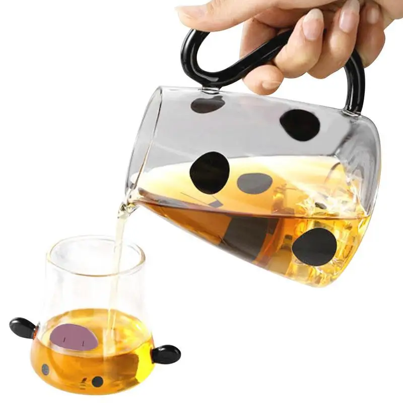 Cow Glass Water Pitcher Anti Scald Tea Kettle Water Carafe For Midnight Drink Durable Bedside Milk Cup Jug Drinkware Supplies