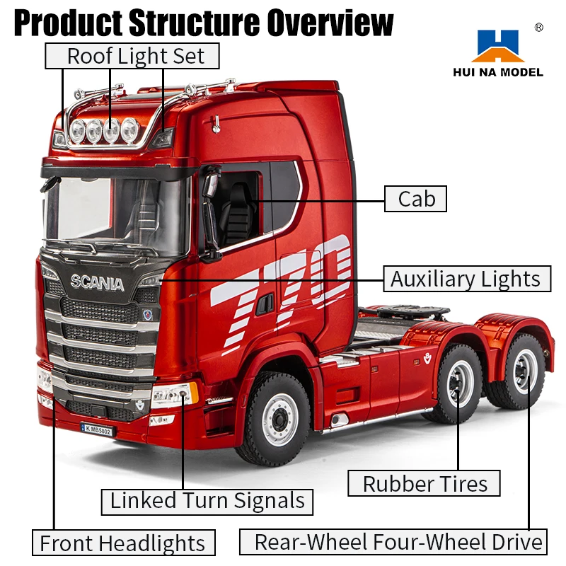 1/18 HUINA 770S スカニアRC トレーラーセット Huina 1:18 Scania 770S Trailer Head Alloy Car Model Class