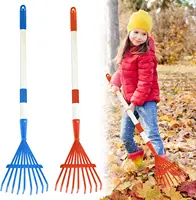 Kids Rakes for Leaves,Child Size Garden Rake Childrens Lawn Rake Toddler Leaf Rake Rakes with Detachable Hardwood Handle （RED） 1