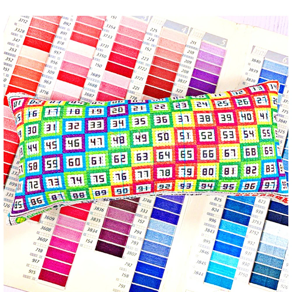 Number 1-98 Cross Stitch Embroidery Pin Cushion Colorful Pin Storage Cushion Rainbow Pillow Shaped Accessories DIY