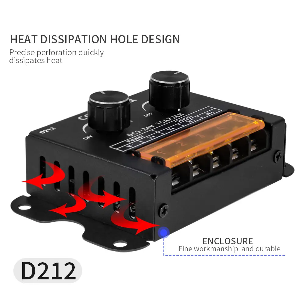 LED 신호 증폭기 CCT 조광기, 듀얼 화이트, 고속 증폭기 컨트롤러, CCT LED 스트립용, DC5V, 12V, 24V, 30A, 2CH