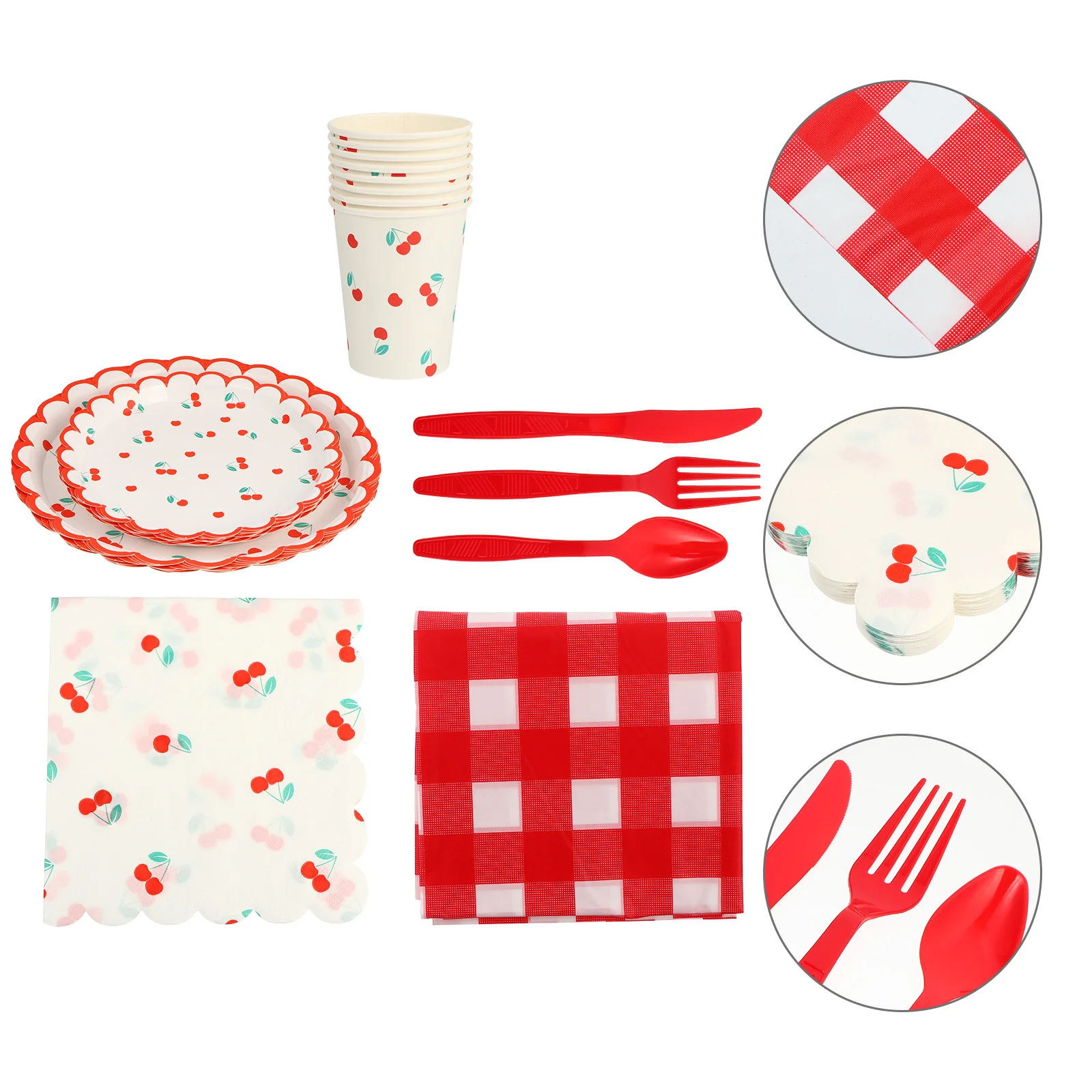 Party Strawberry Paper Pallet Cups Cherry Dinnerware Napkins