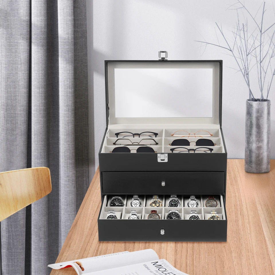 Large Capacity Watch and Glasses Display Box