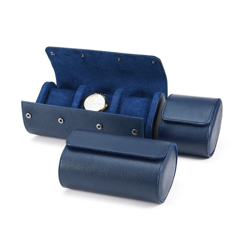 New Blue Portable Watch Box High-grade Leather Watch Storage Box Dust-proof and Anti-fall Multi-function