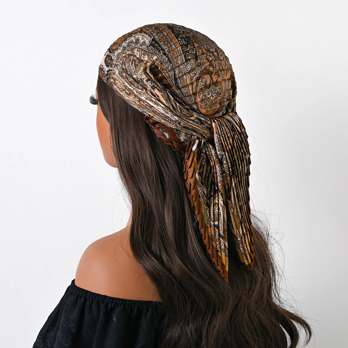 2025 New 70cm Silk Pleated Scarf Crinkled Hair Scarf Small Scarves Square Scarf Satin Neckerchief Decorative Headscarf Bandana