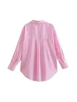 Striped Loose Shirts With Pocket for Women, Long Sleeve, Button-up Blouses, Chic Tops, Female Fashion - Image 3
