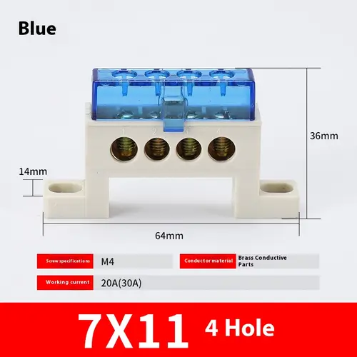 Zero wire terminal 3/4/5/6/7/10-Hole Distribution Box Terminal Block dustproof Ground Copper Bar Bridge type Busbar With cover - Image 11