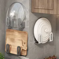 Stainless Steel Storage Rack Durable Kitchen Tool Punch Free Pot Lid Holder Wall Mounted Cutting Board Holder 1