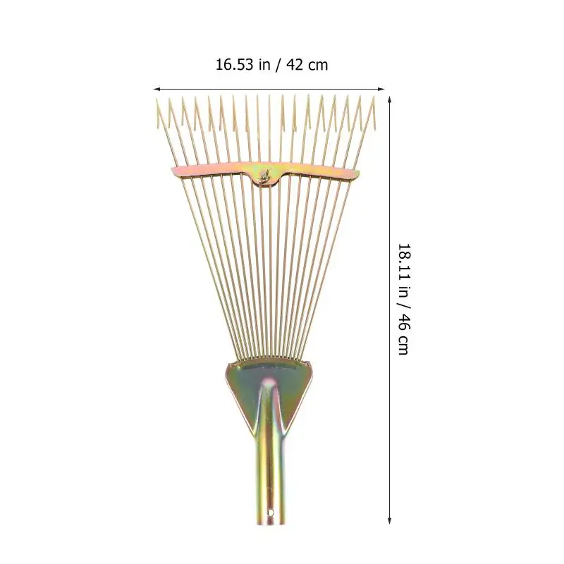 Description Picture 4 of itemGarden Pine Needle Rake Portable Steel Lawn Rake Garden Shrub Rake For Leaves
