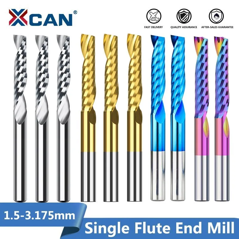 1pc aaaaa 3d cnc router bit engraving cut 3 175 4 6 shank single flute milling cutter spiral end mill woodworking aluminum XCAN End Mills 10pcs 2x8mm 3.175 shank Single Flute Spiral Router Bits for Cut Wood/Plastic 1 Flute CNC Milling Cutter 