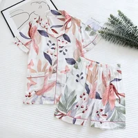 summer new women's pajamas thin section short-sleeved shorts large floral print pajamas home service ladies pajamas for women - Image 2