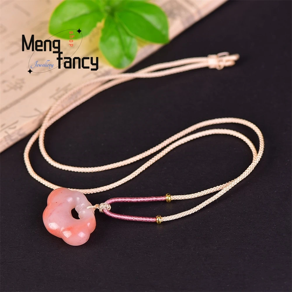 Exquisite High-grade Natural Gold Wire Jade Peach Blossom Wine Ruyi Lock High-Grade Pendant Necklace Luxury Necklace