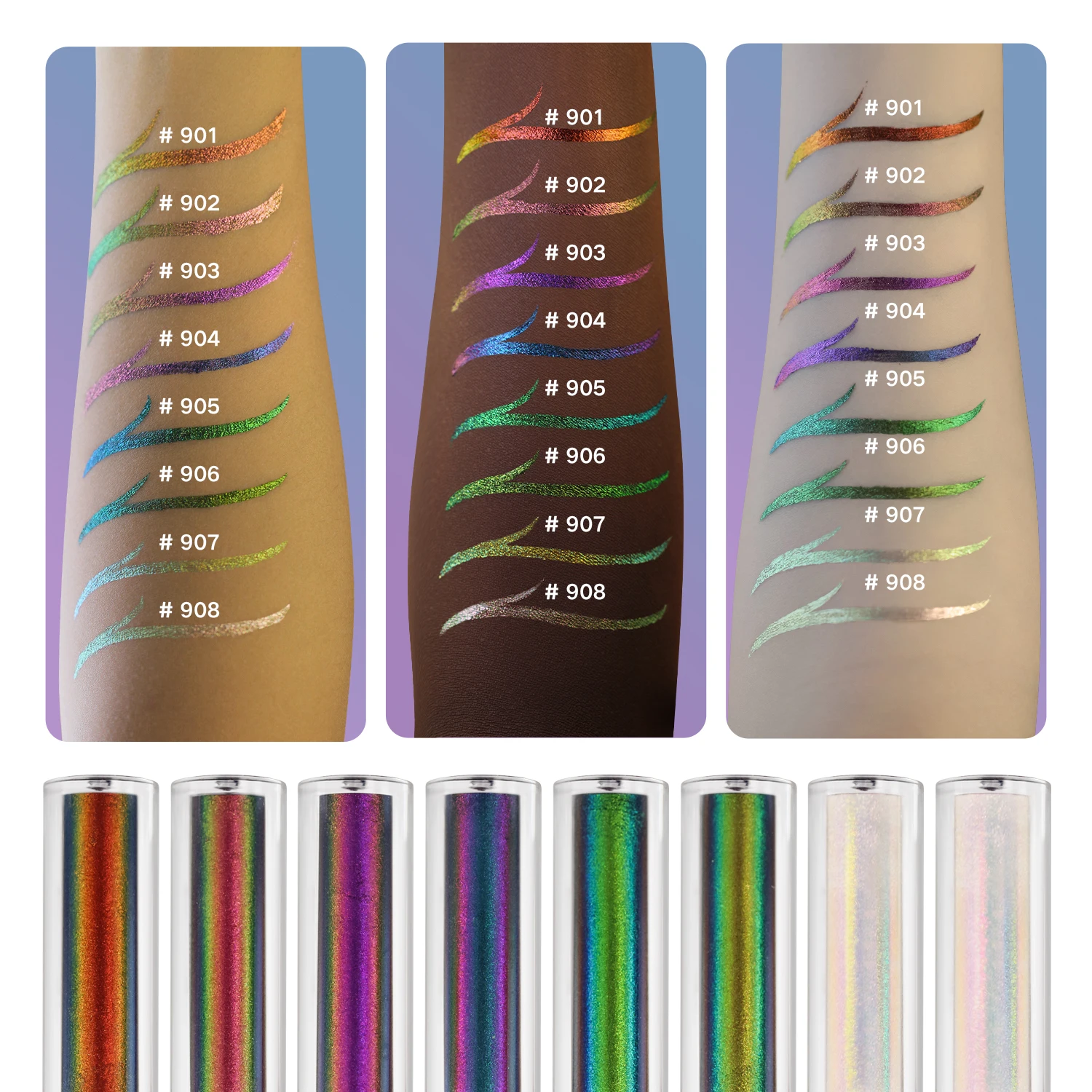 CHARMACY Duochrome Glitter Liquid Eyeliner Waterproof Long-lasting Ultra-Fine Tip Smudge-proof Eye Liner Makeup for Women 2