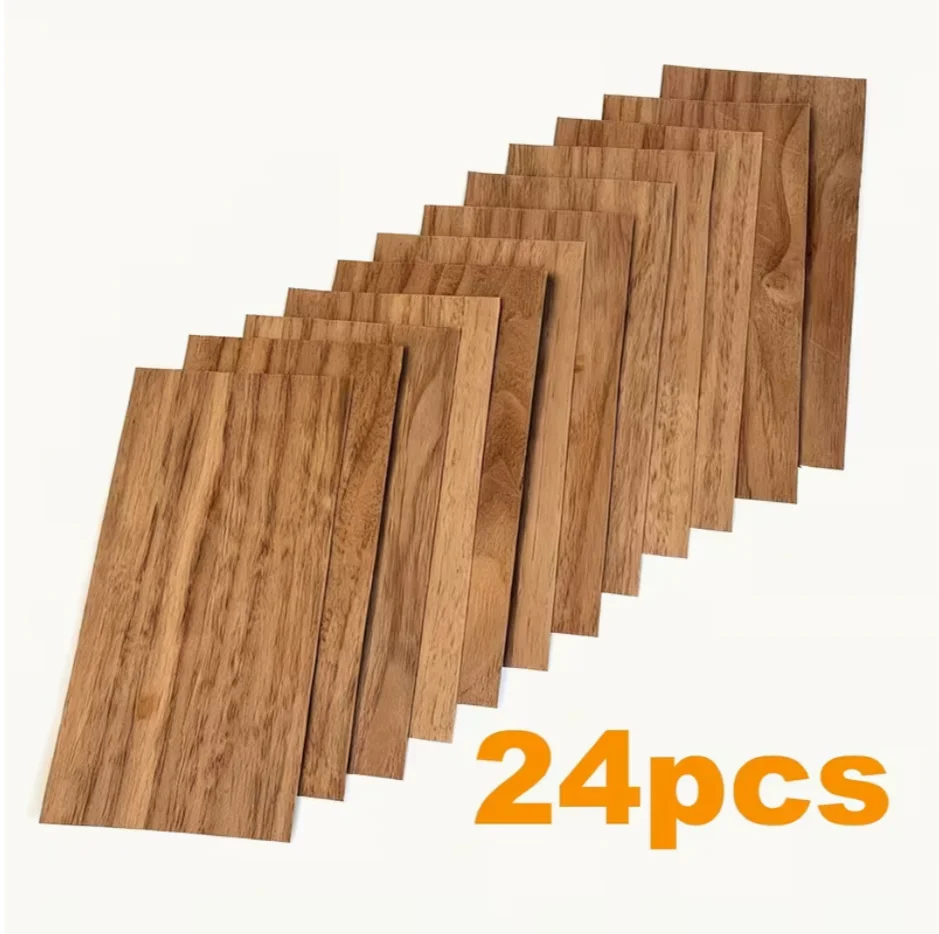 24개 0.4mm 북미산 천연 호두나무 베니어 시트 수제 DIY 아트 인레이 공예..