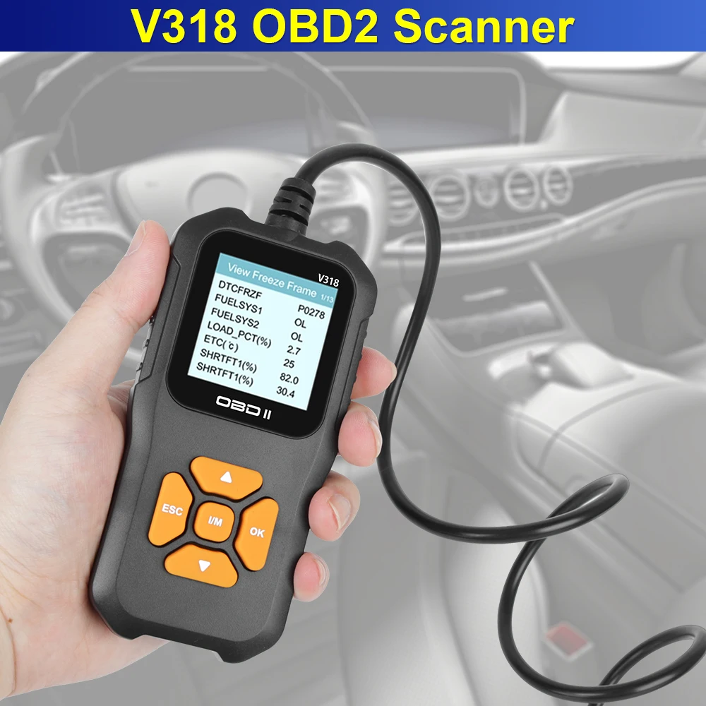 

Multi-language Battery Tester Clear/Erase Codes Check Engine System OBD2 Scanner Car Diagnostic Tool Code Reader V318