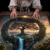 Tree of Life Tarot Card Tablecloth Polyester Starry Sky Lake View Altar Cloth Witchcraft Pagan Divination Witch Home Room Decor 4