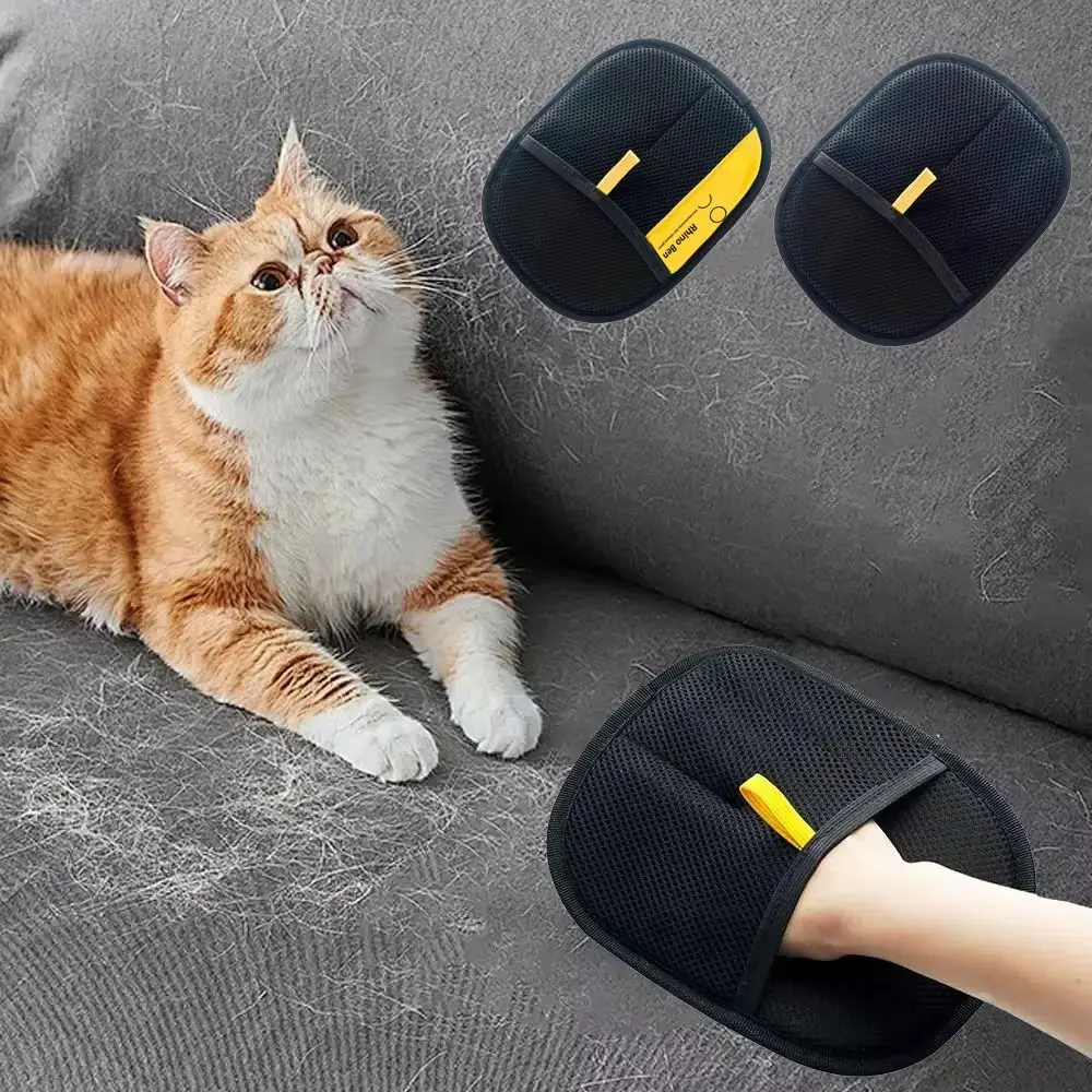 2PCS/SET Double-sided Pet Grooming Gloves Multi-functional Thickened Static Dedusting Brush Soft Black Removing Gloves Dog