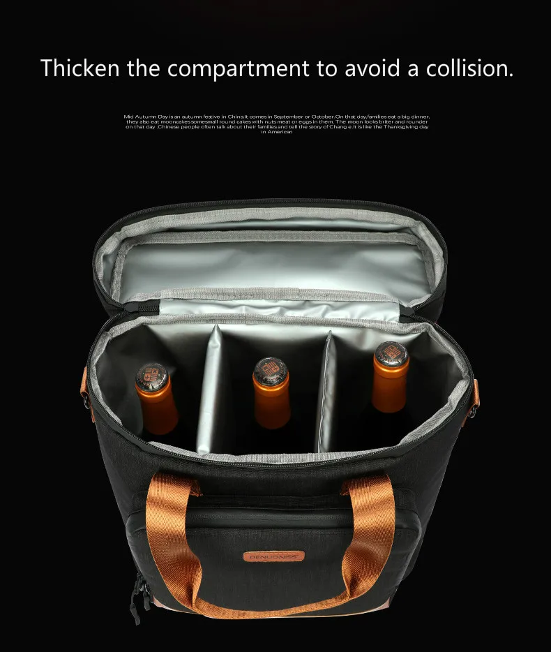 Men Wine Cooling Bag Leakproof Outdoor Lunch Picnic Cooler Bag Vintage Leather Refrigerator Portable Thermal Food Handbag