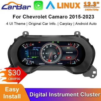 Pantalla de tablero LCD de 12,3 pulgadas para Chevrolet Camaro 2015-2023 grupo de instrumentos digitales de coche de 6. a generación 1