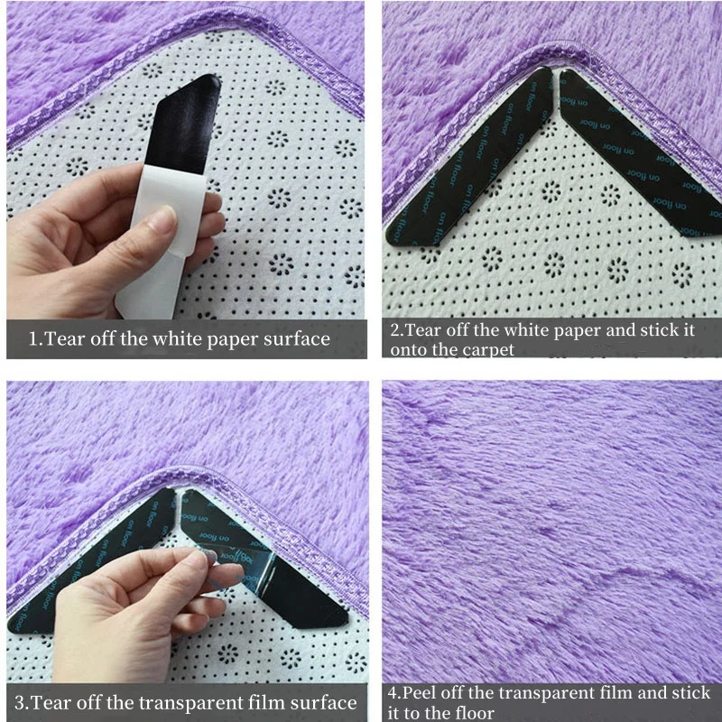 4/8/16pcs Carpet Non-slip Sticker Reusable Washable Anti Curling Carpet Patch Fixed Stickers Floor Mat Tape Gripper Corner Pad