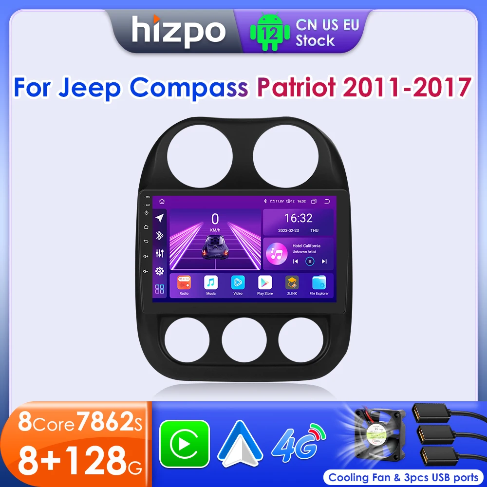 

Hizpo Car Radio For Jeep Compass Patriot 2011-2017 Autoradio Stereo 2 Din GPS Navigation Multimedia Audio Player Carplay DSP RDS