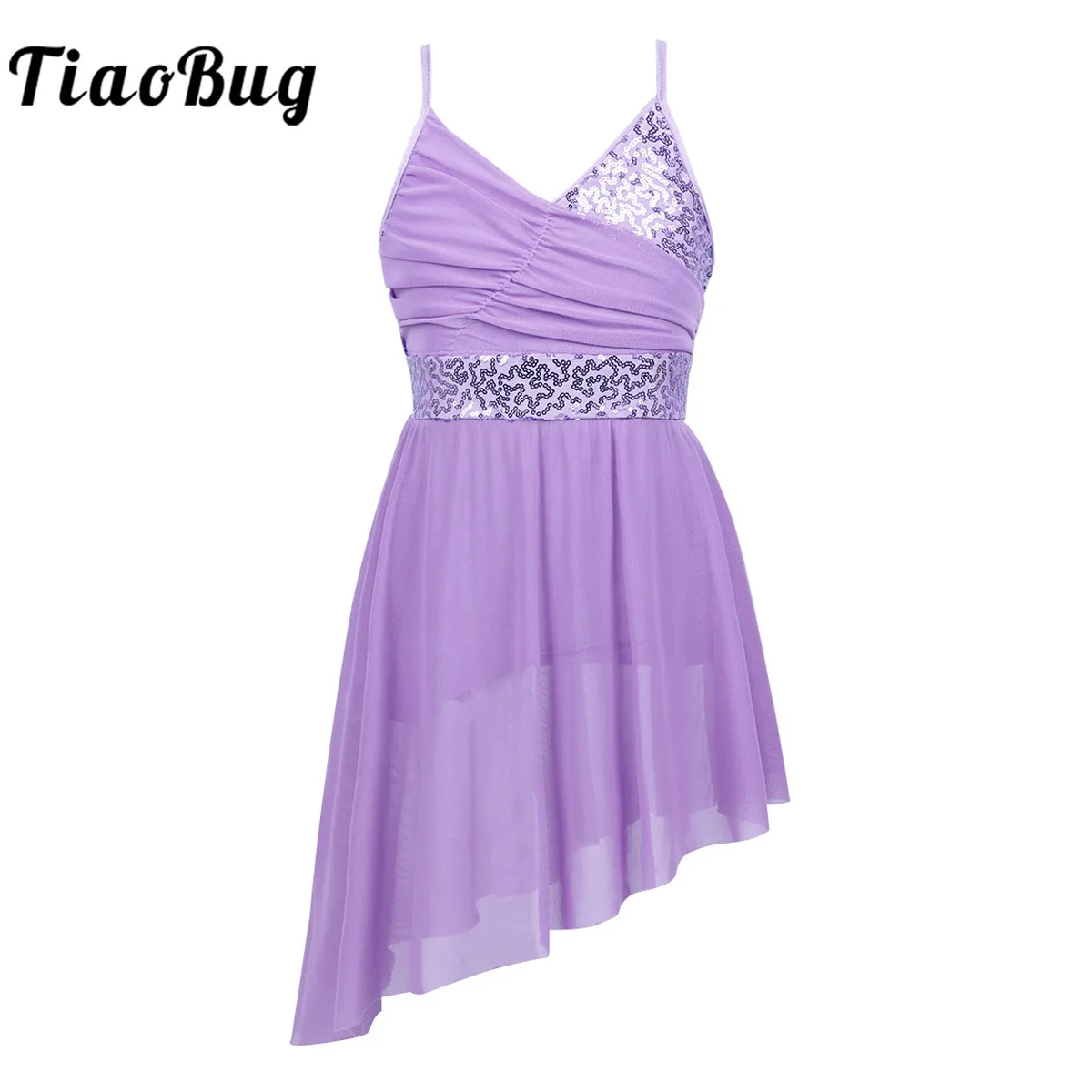 TiaoBug Enfant Fille Robe Danse Justaucorps Ballet Gymnastique Tutu Robe à Paillettes Body