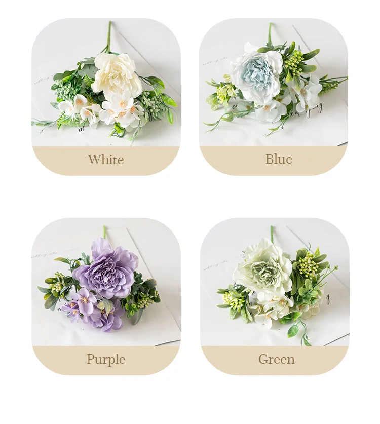 Künstliche Blumen Seiden-Pfingstrosen-Rosen Hochzeitsbrautstrauß Festival Heim Tisch Büro Outdoor Garten Kranz Bestseller Geschenke Dekoration – Detail 3