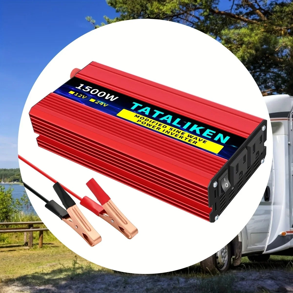 

1500W Powerful Vehicle Power Inverter with US Standard Socket Transformer, Portable Automatic Power Adapter for Vehicle and Mari