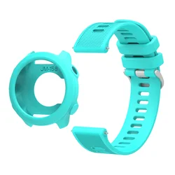 High - Quality Durable Silicone Watchband with Silvery Buckle and Protective Case - Forerunner 55 (1)