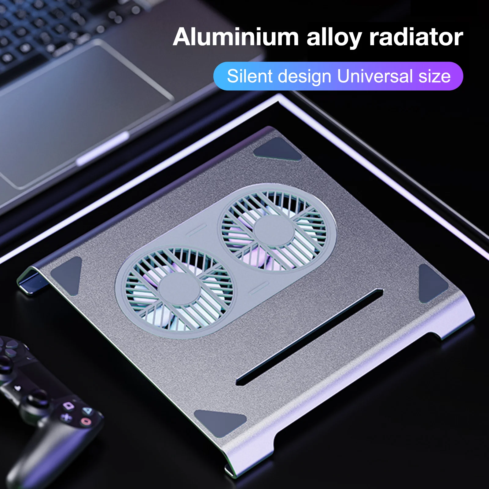 HOWENS Gery 듀얼 고속 팬 알루미늄 합금 스탠드(노트북 쿨러용) 10-15인치 노트북 냉각용 조절식 스탠드 패드