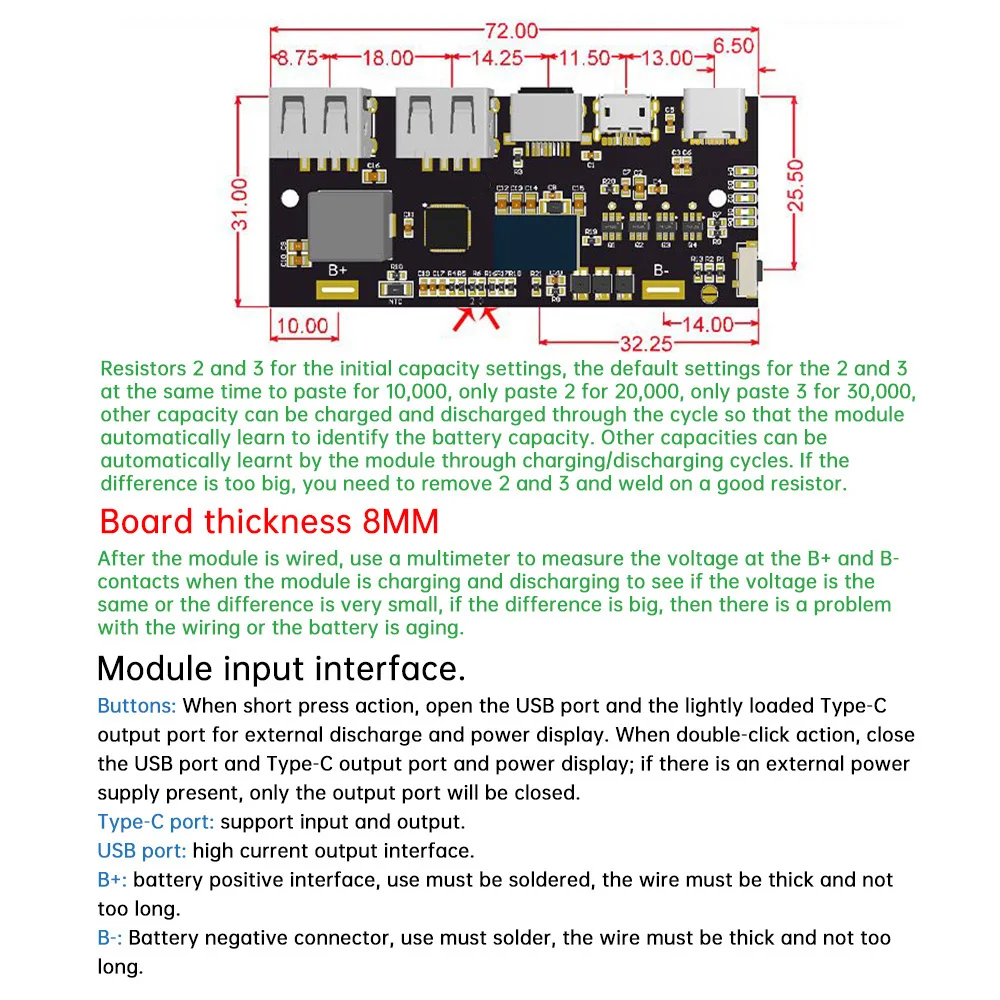 22.5W Power Bank Module Fast Charging DIY Circuit Board 3.2V LFP Battery Support QC4.0 PD3.0 Supports VOOC Protocol