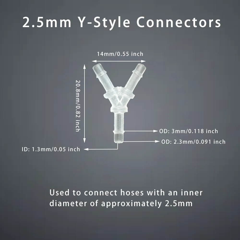Hose Connector 5Pcs Y-type Tee 3 Way PP Plastic Barbed Fitting Air Water Flow Splitter Non-toxic Odorless Aquarium Pump
