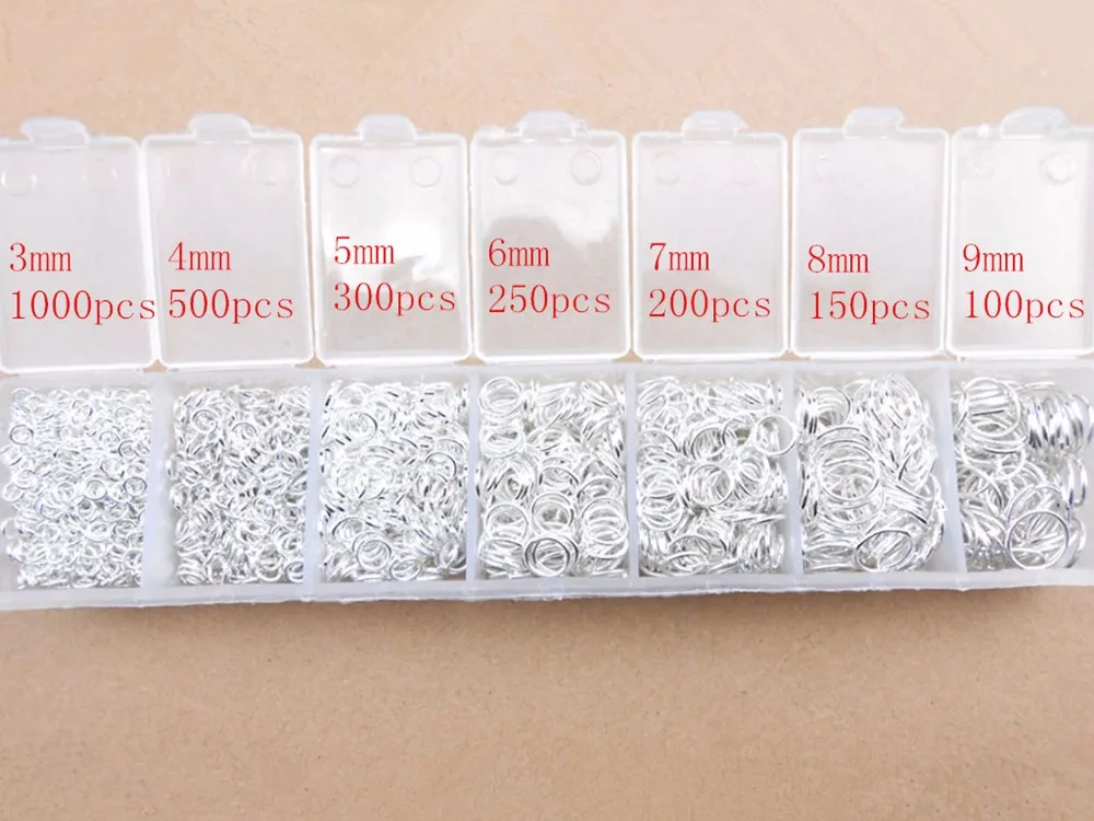 Trasporto All'Ingrosso Del Lotto 2400 Pz 3-4-925 Sterling Silver Componenti 925 Risultati Dei Monili In Argento Anelli Di Salto A Box Fy-23