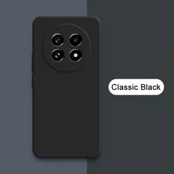 Premium Liquid Silicone 360° Soft Square Back Shield Phone Case Cover for Realme 14 Pro 5G (Classic Black)