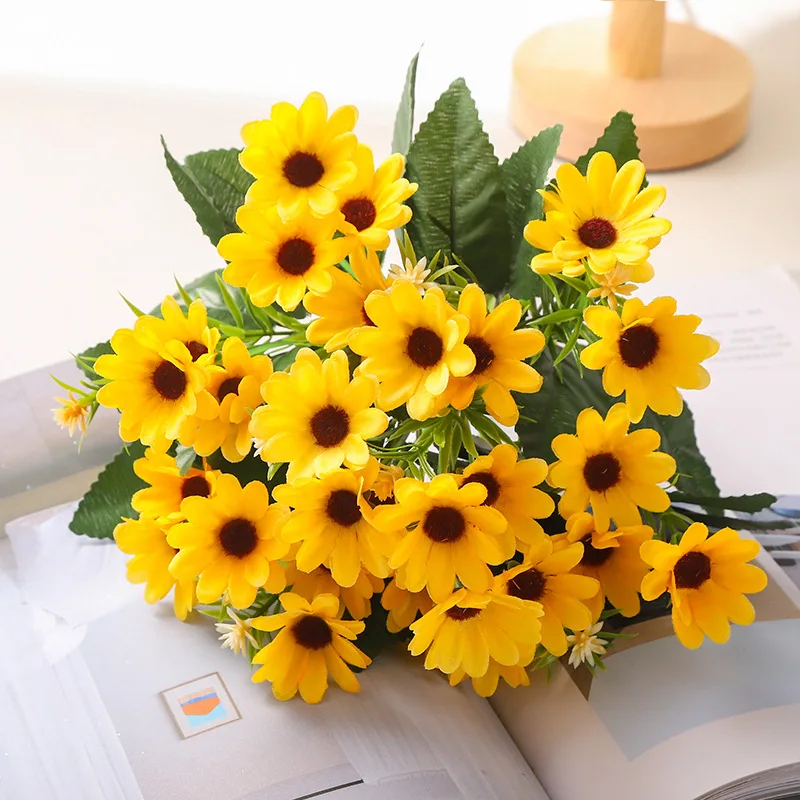 Artificial Daisy Gerbera Chamomile Flower Bouquet for Wedding and Home Decoration
