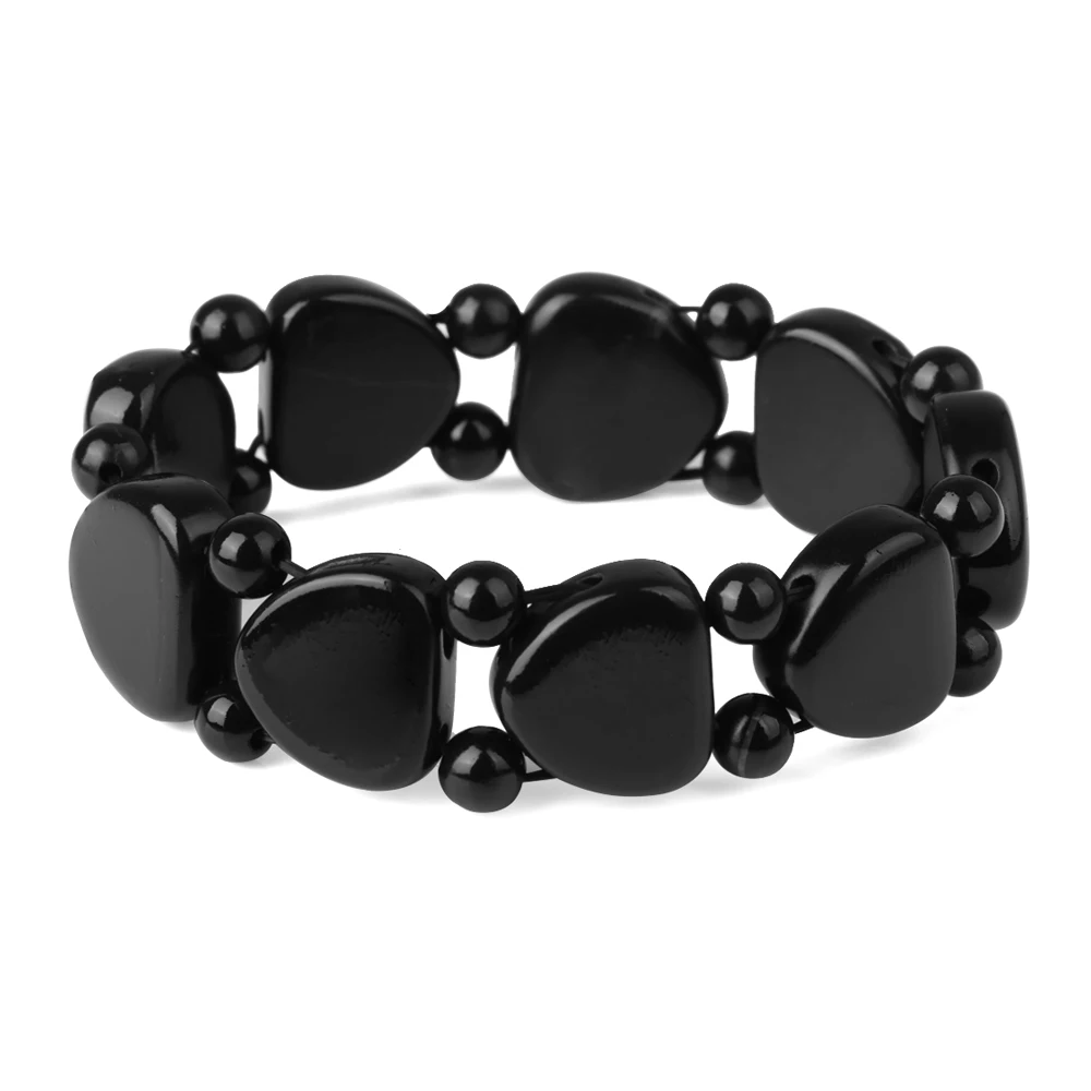 100%Quality Real Bianshi Black Natural Stone Bracelet Carve Black Beads Bracelet For Men&Women Jewelry