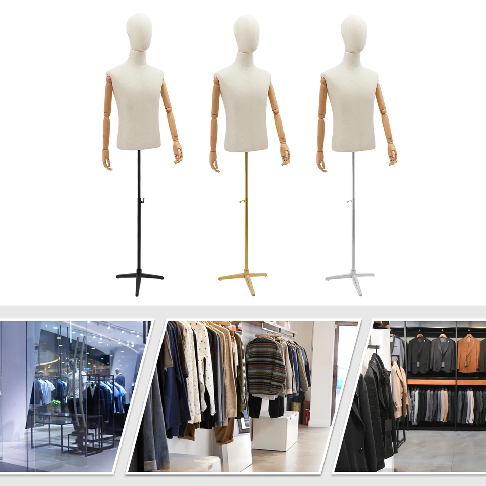Adult Male Dress Form Mannequin Torso Clothes Display Adjustable Height 150-180