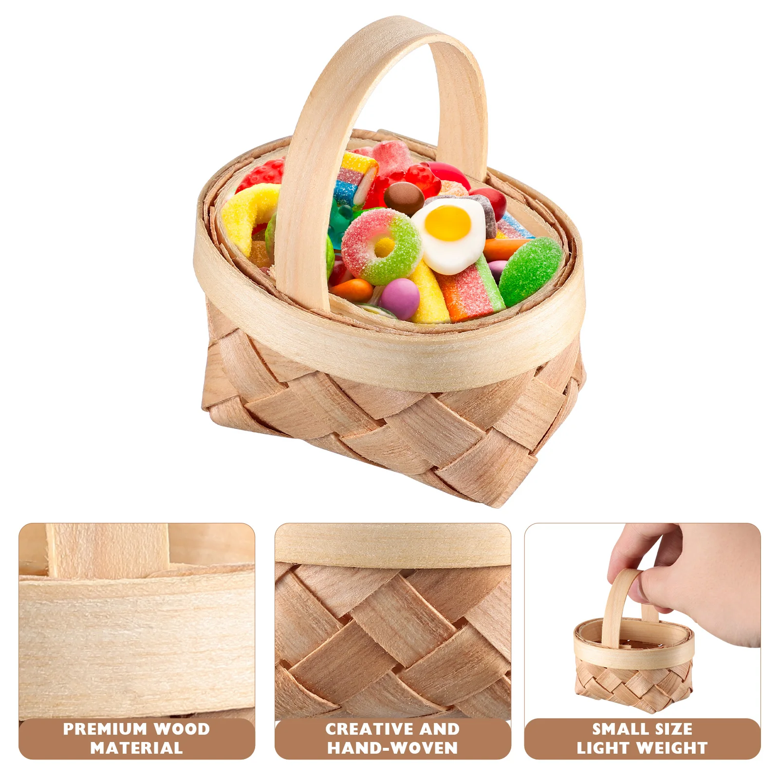 Cesta pequeña de picnic, cestas de astillas de madera para regalos vacías,  cestas de mimbre tejidas, bonita cesta de juguetes para niños, cesta de