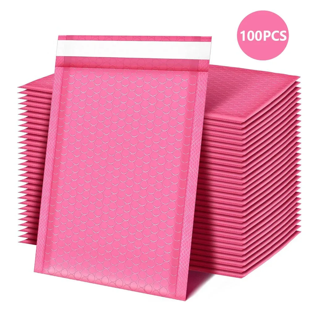 Pink Bubble Mailer, Envelope Envio de Pacote Bolsa, Envelopes Entrega Pequenas Empresas, Pacotes de Envio, Suprimentos de Embalagem, 100 Pcs