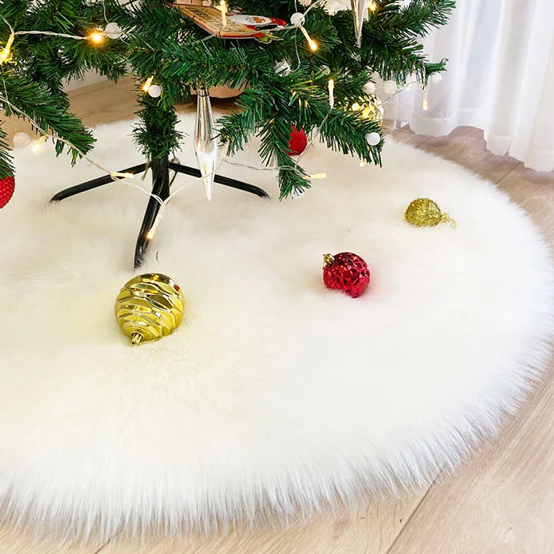 Gonna Per Albero Di Natale Bianca - 78 Cm, Peluche, Con Fiocchi Di Neve Argento - Decorazione Natalizia - Foto 12
