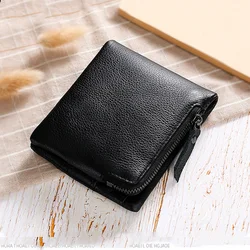 RFID - Blocking Genuine Leather Men's Wallet with Secure Zip Closure (Black)