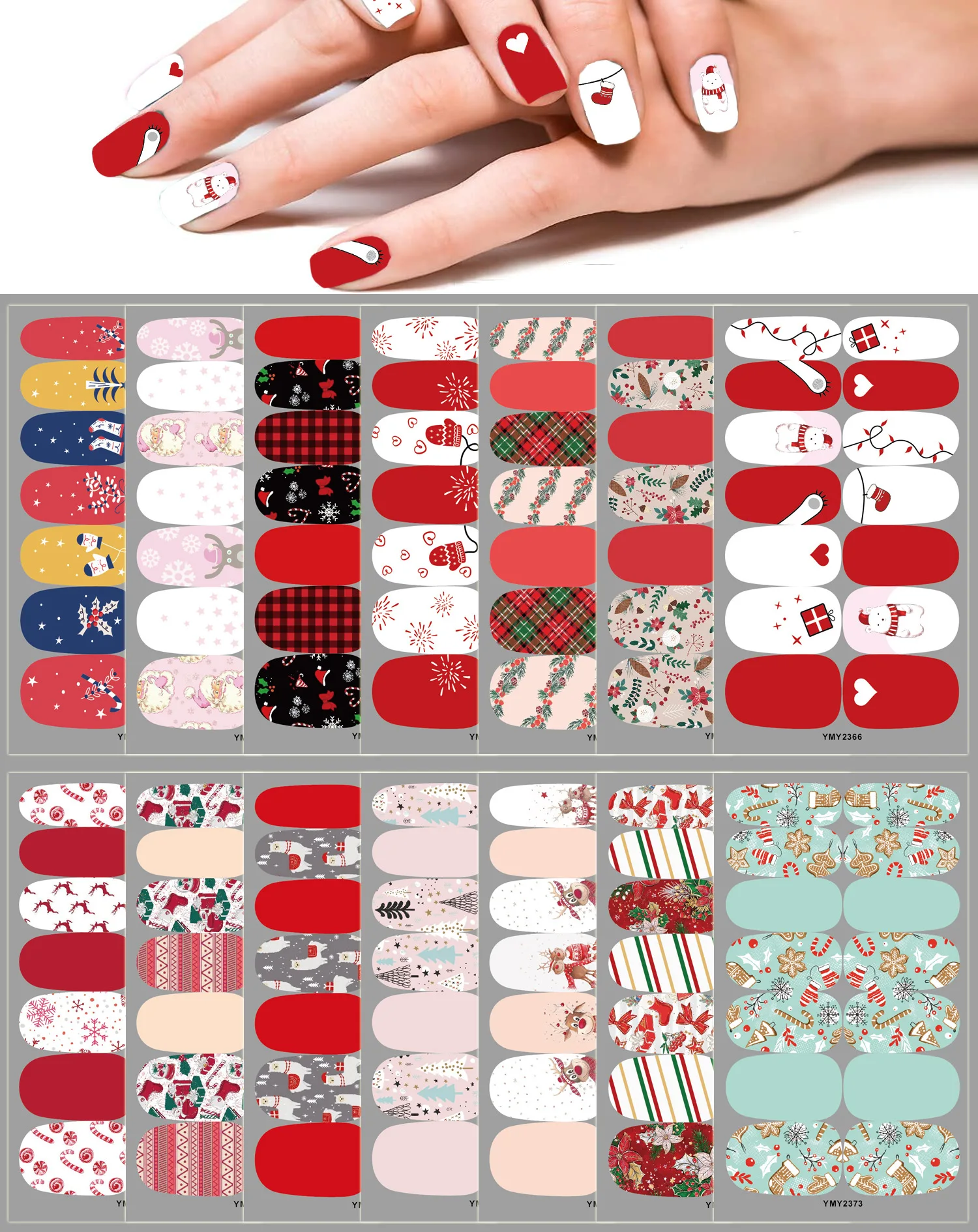 

Новое поступление, Праздничные наклейки для ногтей, зимняя искусственная наклейка для ногтей, 14 наконечников, Рождественская наклейка с полным покрытием, аксессуары для макияжа