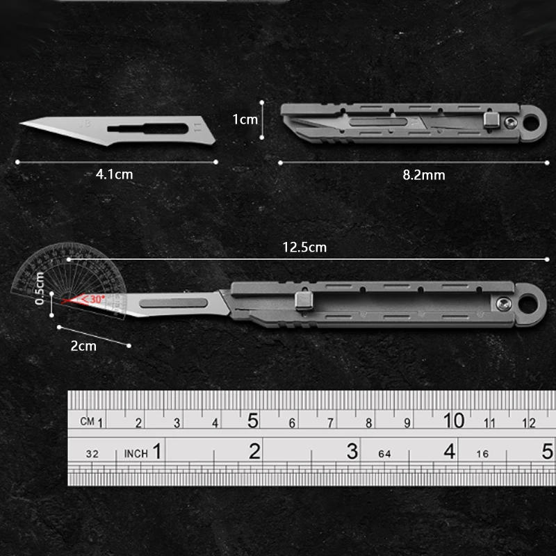 MINI Titanium Alloy Surgical Knife Portable Outdoor Camping EDC Open Box Push Knife Practical Knife Can Replace Blade NO.11