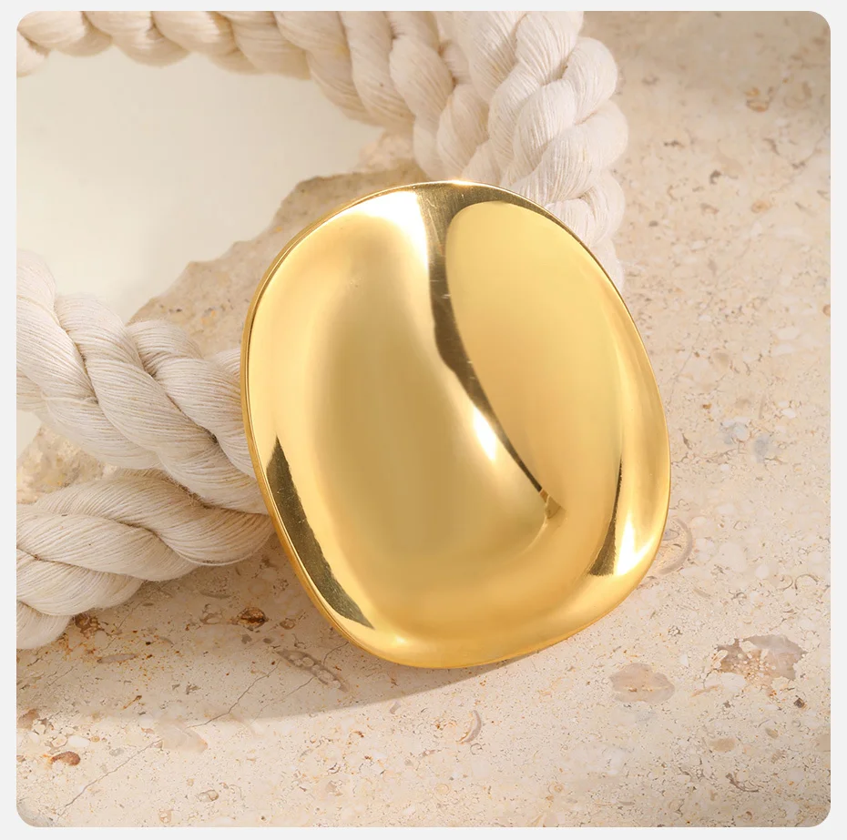 Vnox Einfache große geometrische Broschen für Damen, glänzende runde Brosche aus Edelstahl, Metallabzeichen, Kleidungsschmuck – Detail 6