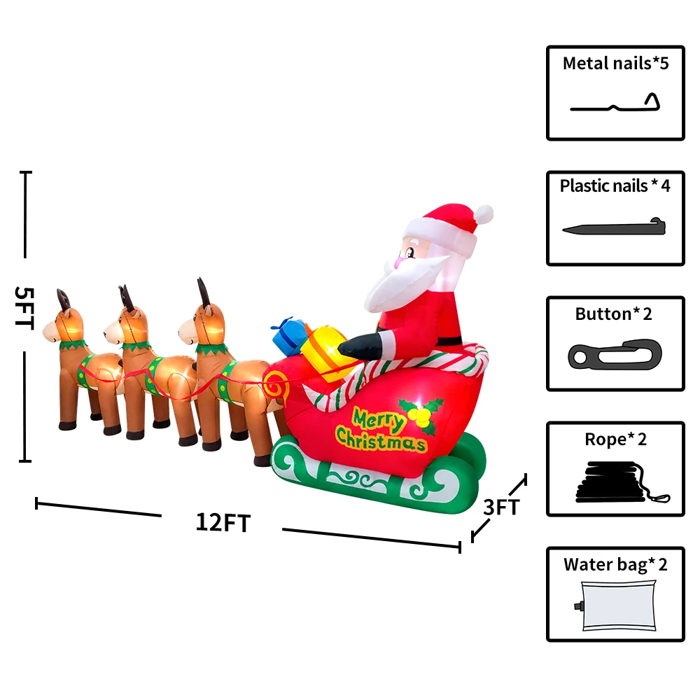 Merry Christmas Tree Arch Santa Claus Sleigh Inflatable Decoration Home Outdoor With LED Light New Year Garden Party Decor Gifts