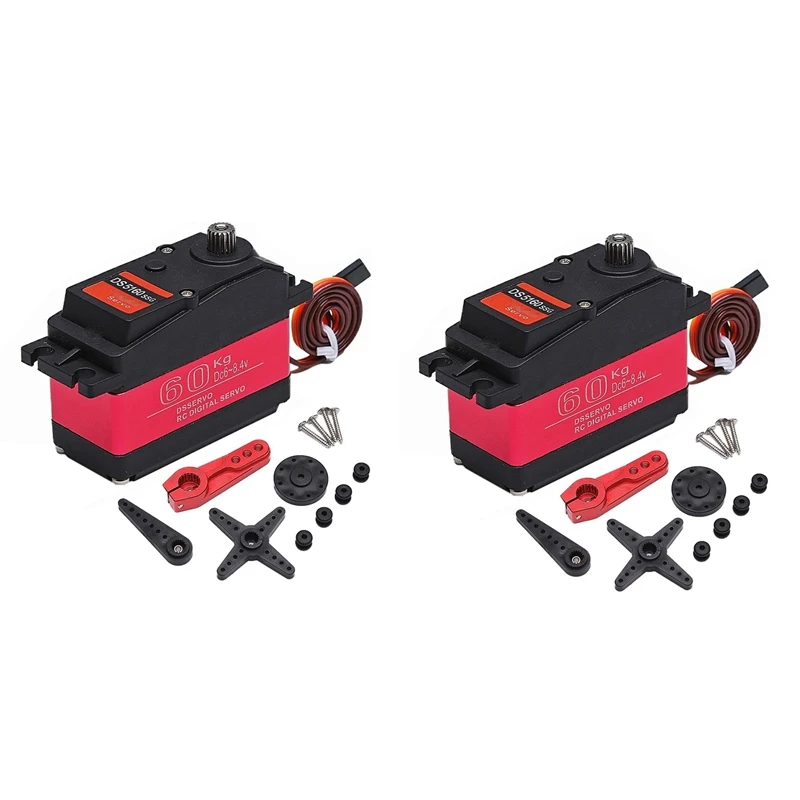 

2X High Torque Waterproof 60Kg 180° DS5160 Metal Gear Digital Servo For RC Robot Car 1/6 Axial SCX6 1/5 Redcat HPI Baja