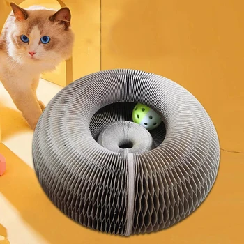 funny pet cat scratching board round shape folding corrugated litter large claws and itching magic organ.jpg