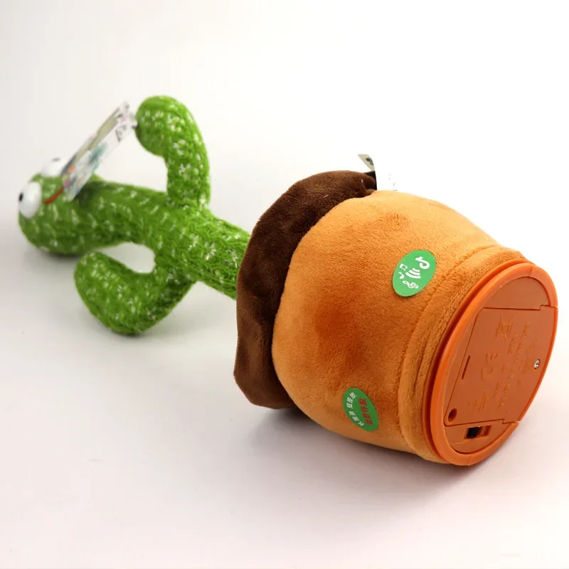 Plush Toys Dancing Cactus Toy Electric Interactive Toy Dancing Cactus 120 Song Speaker Talking USB Voice Repeat Plush Cactu Dancer Toy Talk Plushie Stuffed Toys For Kids Gift