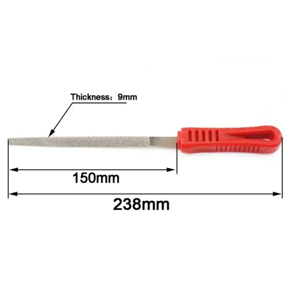 6인치 다이아몬드 파일 플랫/하프 라운드/라운드/삼각형 233mm 45 스틸 다이아몬드 코팅 다이아몬드 샌드 고경도