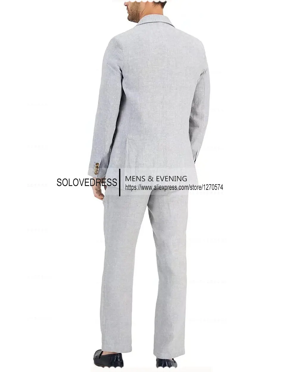 New White Men's 2 Pieces Cotton Hemp Suit Formal Business Notch Lapel Slim Fit Tuxedo Best Man Blazer For Wedding(Blazer+Pants)